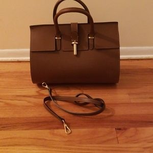 Brown Italian Leather Handbag with strap